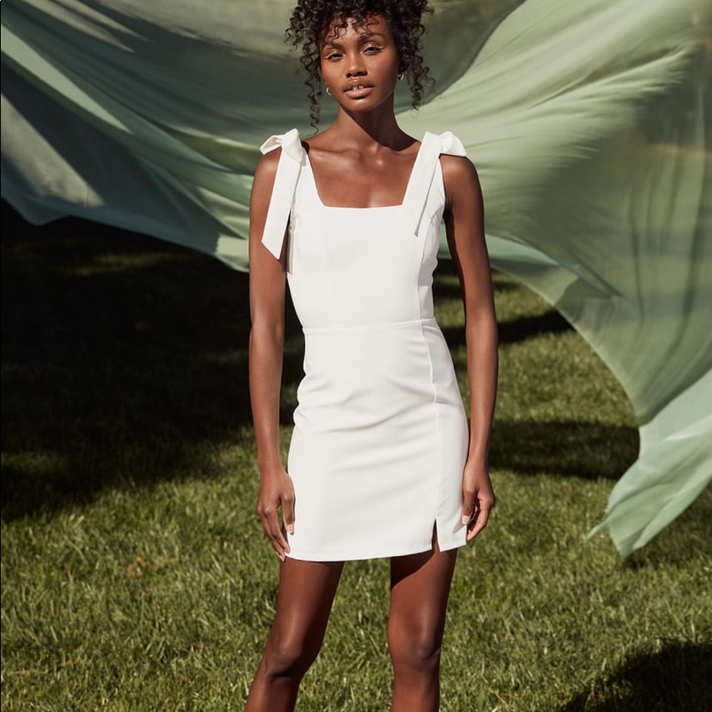 Lulus Your Sweetie White Tie Strap Mini Dress